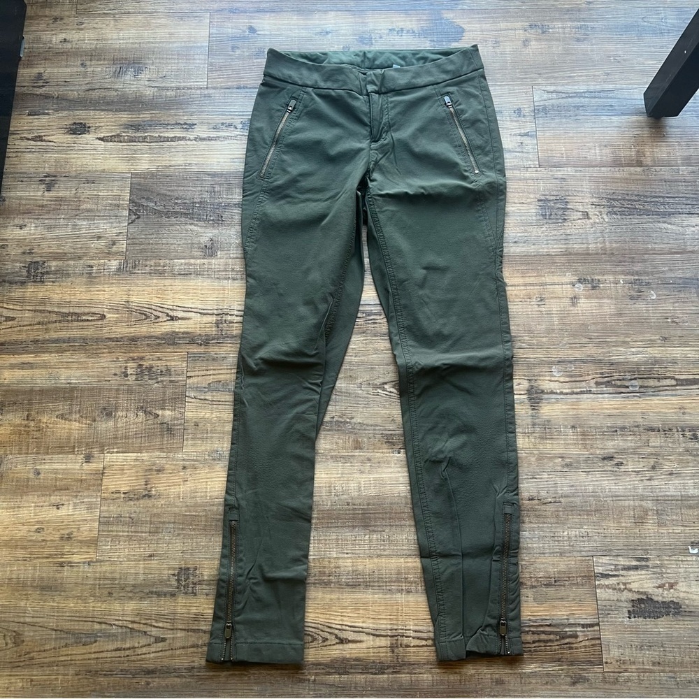 Athleta Olive Green Wander Stash Skinny Utility Pants w/ Ankle Zips Size 4